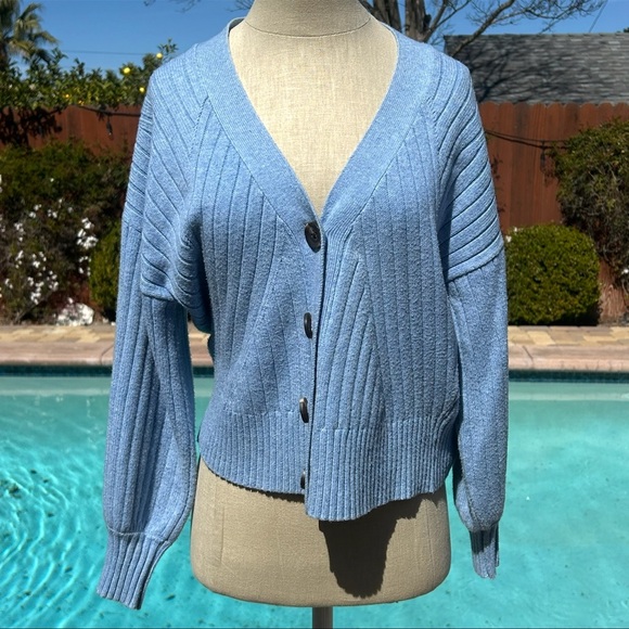 CAbi Sweaters - CAbi Scenic Baby Blue Ribbed Cardigan Sweater
